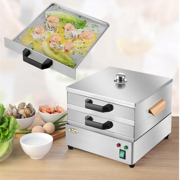 

electro-thermal 2 tiers 304 stainless steel rice noodle roll steamed bun steam machine vermicelli roll steaming furnace steamer ho2460