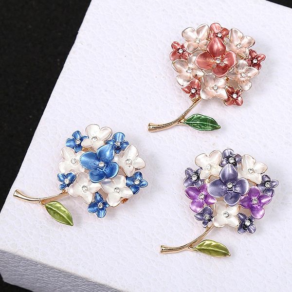 

lilac flower brooches for women suit collar clip hydrangea weddings party corsage brooch buckle lapel pins gift accessory, Gray