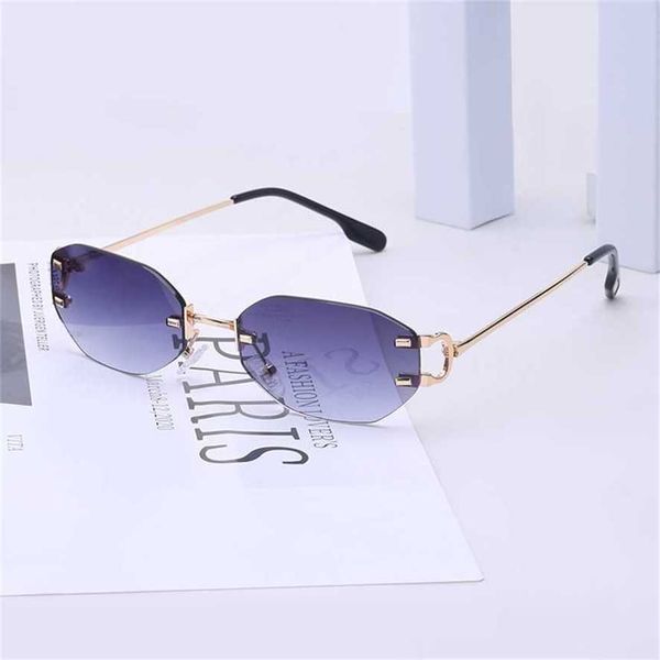 

kajila fashion rimless female personality irregular p male sunglasses, White;black