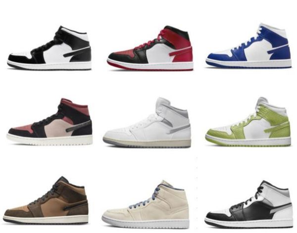 

air jumpman 1 mid 1s men basketball shoes sport sneakers light smoke grey milan pink quartz hyper royal kentucky blue designer trainers wome