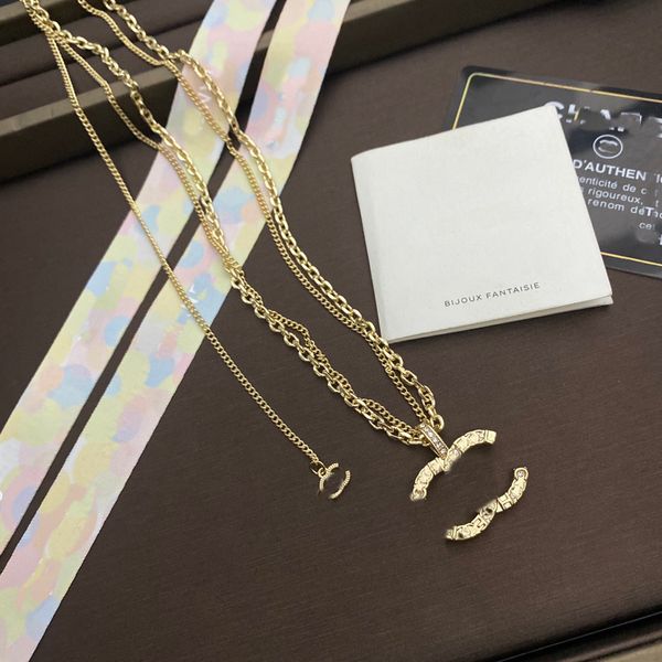 

18k gold plated brass copper pendant necklace quality fashion women designer brand c-letter inlaid rhinestone necklaces choker chain wedding, Silver