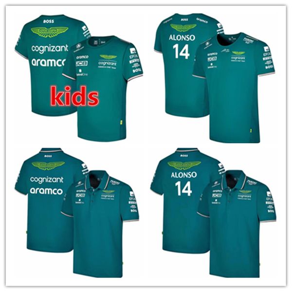 

kids men's t-shirts aston martin football shirts polo amf1 2023 official mens fernando alonso t-shirt formula 1 racing suit f1 shirt mo, Black;yellow