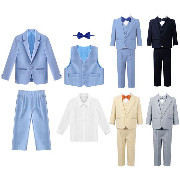 

suits spring autumn baby boys suit set kids gentleman blazer vest shirt bow tie pants 5pcs sets children wedding party formal clothes 230313, Black