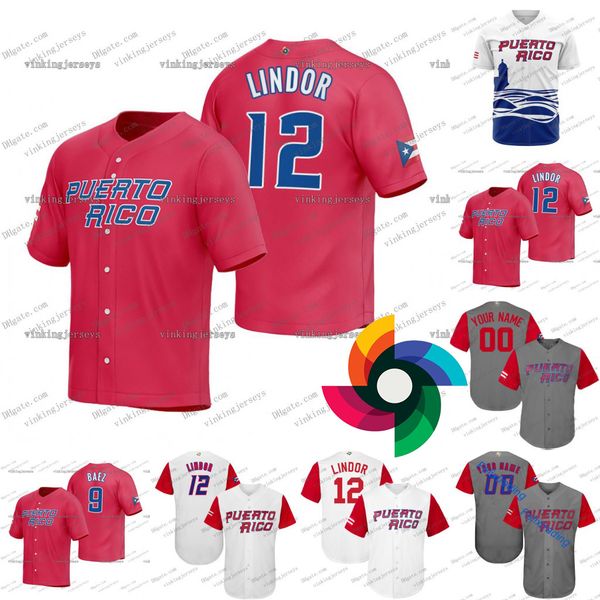 

puerto rico baseball jersey 2023 world classic wbc francisco lindor mj melendez emmanuel rivera neftali soto edwin diaz alexis diaz henry ra, Blue;black