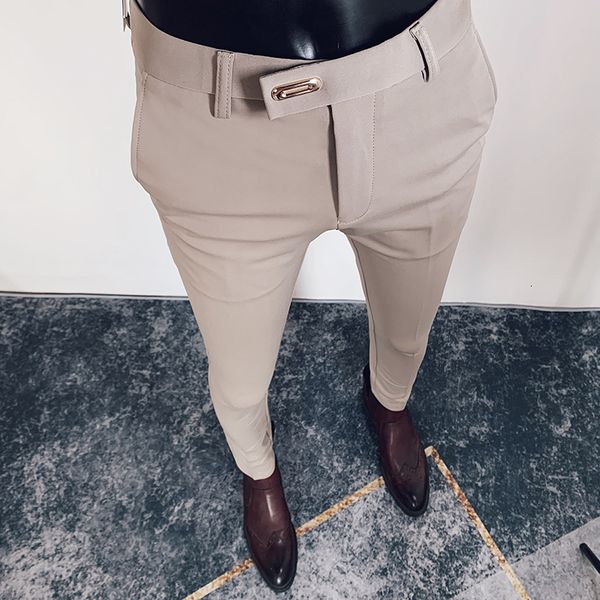 

mens pants spring summer men casual business formal pants slim fit solid color formal office social trousers mens wedding party suit pant 23, Black