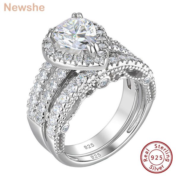 

wedding rings she 925 sterling silver wedding engagement rings set for women pear oval cut aaaaa cz imitation diamond bridal jewelry 230313, Slivery;golden