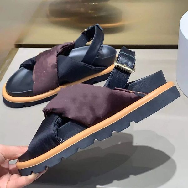 

classic designer slippers sandals for women women shoes slides summer causal outdoor beach genuine leather buckle platform sandal 35-45 with, Black