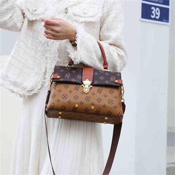 

handbag 2023 fashion women's bag leather quality handbag women's small square shoulder texture silk scarf accessories printed diag