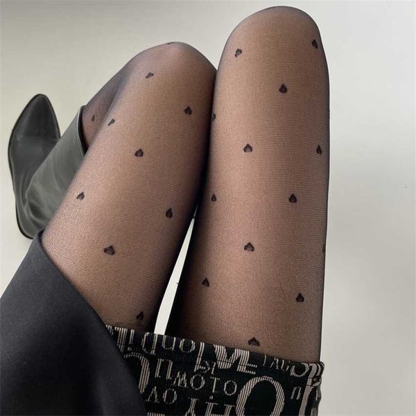 

thin pantyhose black silk love jacquard stockings polka dots jk lolita, Black;white