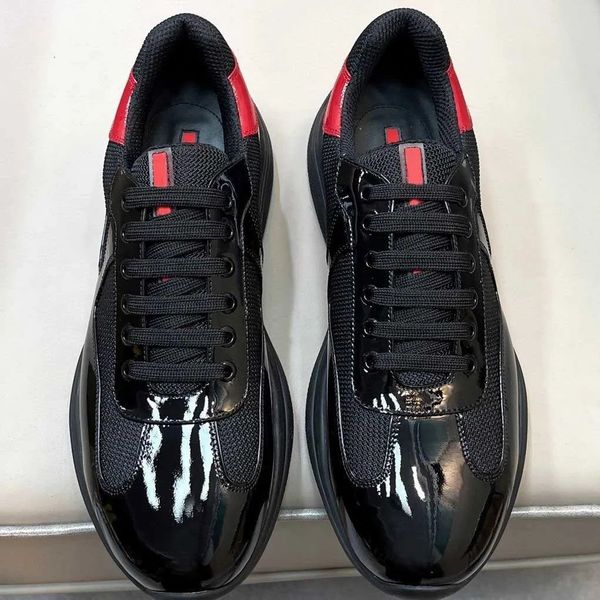

2023s/s perfect-brands sports americas cup sneakers shoes patent leather nylon luxury mens skateboard runner casual outdoor walking 38-46, Black