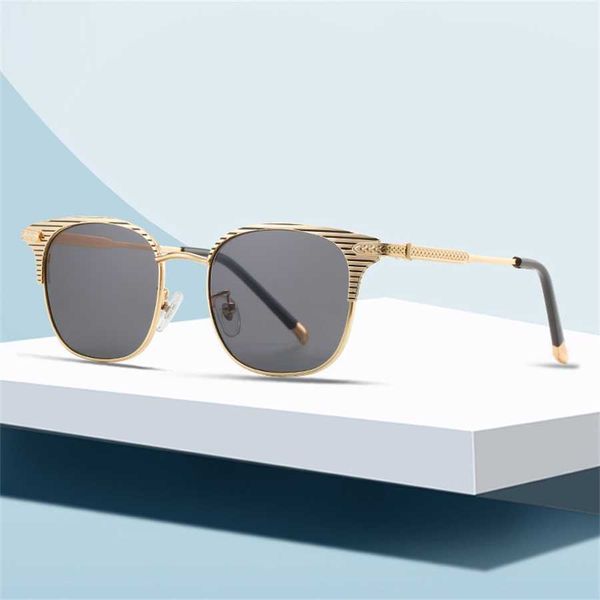 

sunglasses 2023 new new fashion sunglasses men's crowe large business gold myopia frame personality trend flat glasses, White;black
