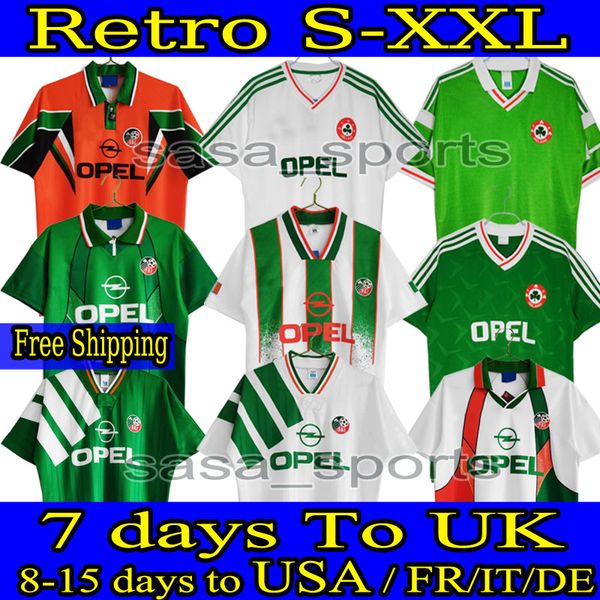 

7 days arrive uk 2002 1994 ireland retro soccer jersey 1990 1992 1996 1997 home classic vintage irish mcgrath duff keane staunton houghton m, Black;yellow