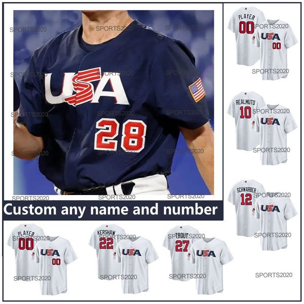 

custom 2023 world men baseball classic wbc team usa jersey mike trout bobby witt jr. nolan arenado nestor cortes clayton kershaw realmuto be, Blue;black