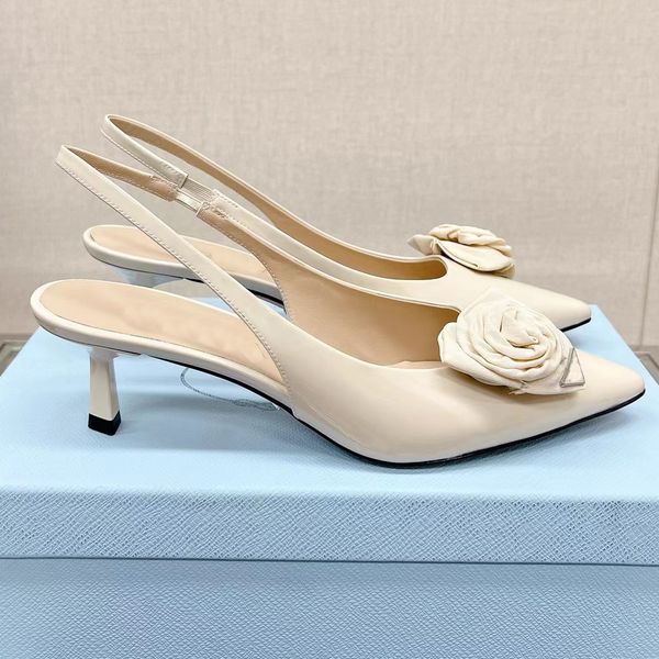 

new dress shoes designer stiletto sandals satin flower decorative ankle strap back empty women patent leather fashion wedding shoe high heel, Black