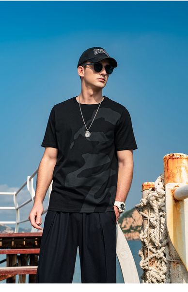 

men's t-shirts ytx2955 summer creative print breathable watermark heavyweight cotton short sleeve t-shirt men 230313, White;black