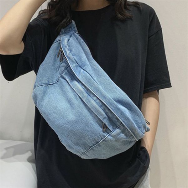 

waist bags crossbody shoulder girls denim for women large capacity messenger bolsos para mujer hip hop belt 230313