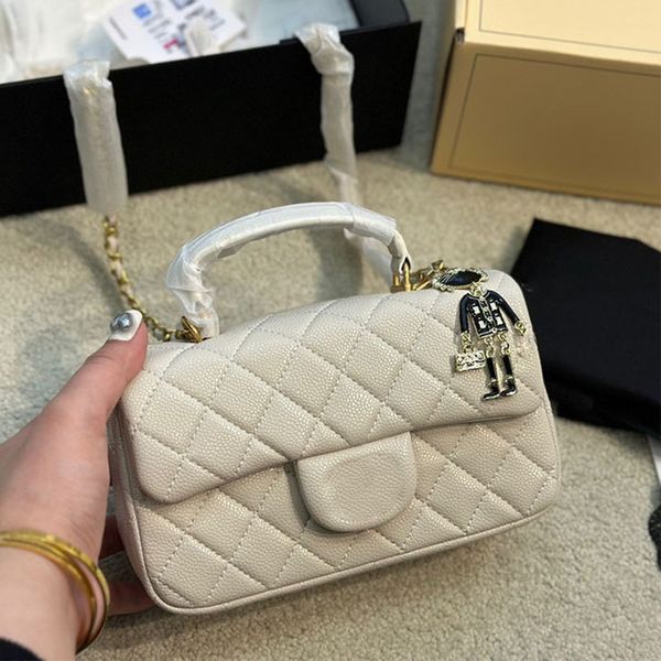 

22b womens mini flap square bag cf quilted handle caviar leather crossbody shoulder handbags matelasse chain ghw sacoche luxury designer van