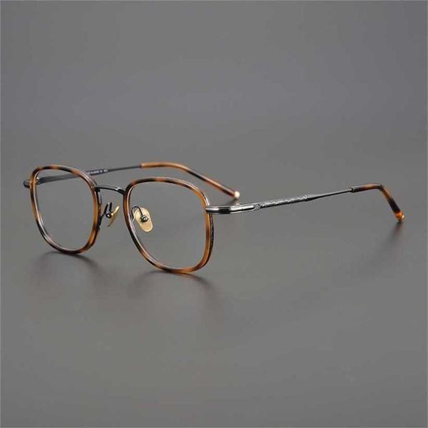 

sunglasses 2023 new high level japanese handmade tortoiseshell bluebell grass carving designer box ultra light spectacle frame round face ma, White;black