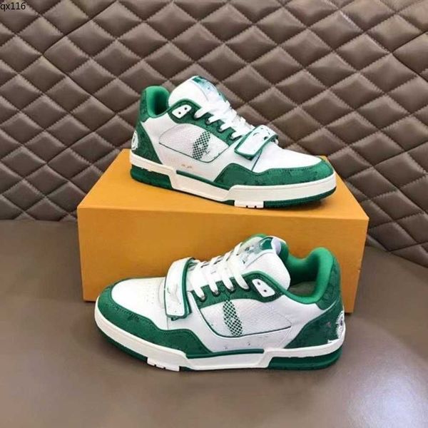 

designer fashion trainer sneaker intage casual shoes virgils alligator-embossed black grey brown white green calf leather french ablohs mens, Red;white