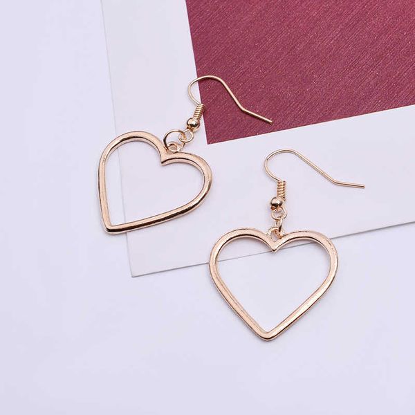 

dangle chandelier harajuku soft cute sister hollowed out geometric heart-shaped sweet love earrings korean simple earrings female jewelry g2, Silver
