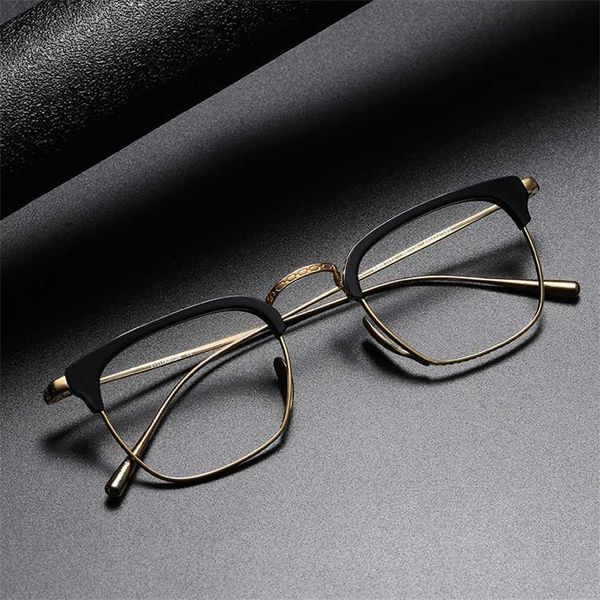 

sunglasses 2023 new pure titanium eyebrow eyeglass japanese wannian turtle 1112 the same plate large plain facial artifact spectacle frame, White;black