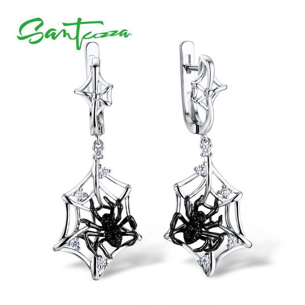 

stud santuzza silver earrings for women 925 sterling spider dangle sparkling cubic zirconia fashion jewelry 230313, Golden;silver
