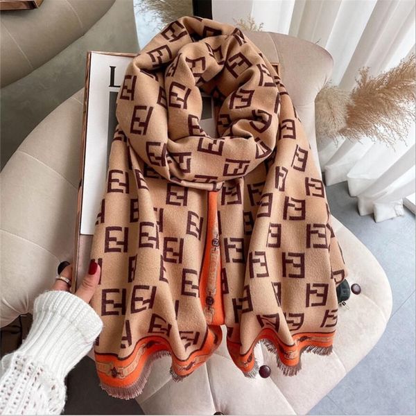 

fashion winter scarfs cashmere scarf cashmere for women brand designers warm letter print imitate wool long shawl wrap high scarves, Blue;gray