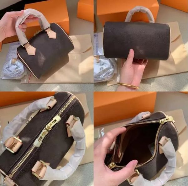 

original high-quality luxury designer bags nano speedy handbags genuine leather black and white color mini shoulder bags crossbodys ing