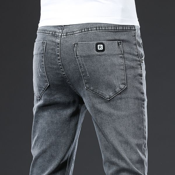 

men's jeans men's casual skinny jeans middle waist comfortable straight elasticity classic style blue denim trousers male grey pan
