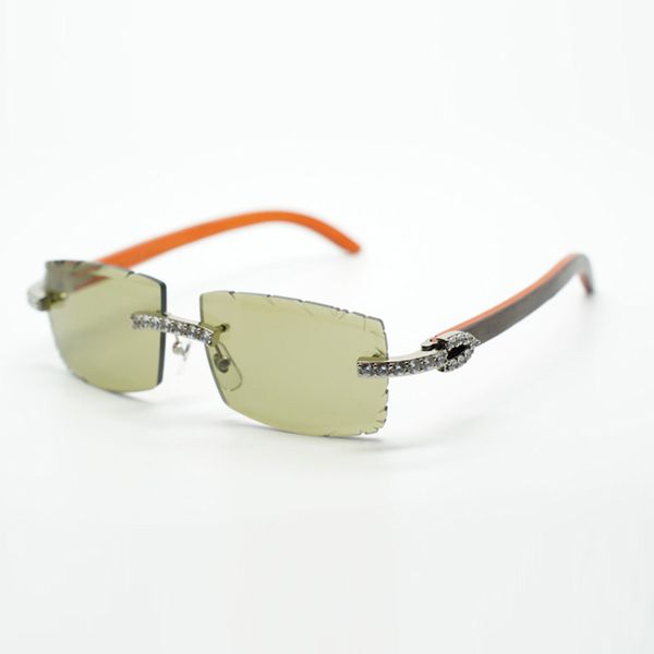 

cool sunglasses 3524031 with xl diamond and natural orange wooden legs 57 mm cut lens, White;black