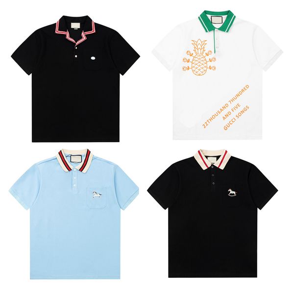 

23ss spring summer polos tee embroidery patchwork t shirt short sleeve funny streetwear cotton europe men women casual us pocket tshirt, Black;brown