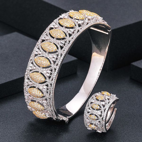 

wedding jewelry sets janekell2y pcs bridal zirconia full for women party luxury dubai nigeria cz crystal 230313, Slivery;golden
