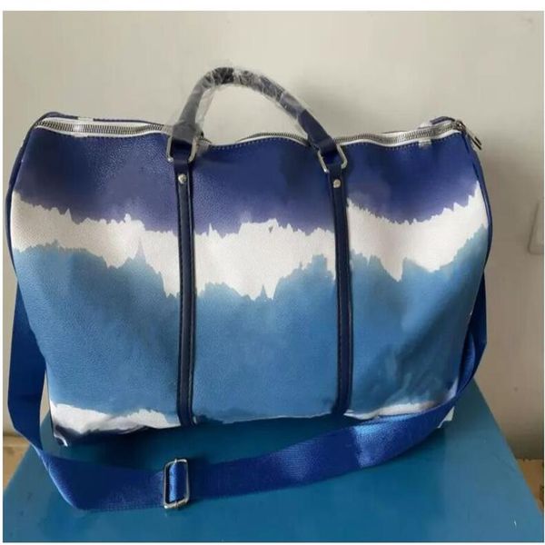 

2021 50cm large capacity women travel bags quality women men shoulder duffel bags carry on luggage bottom rivets with lock he277s