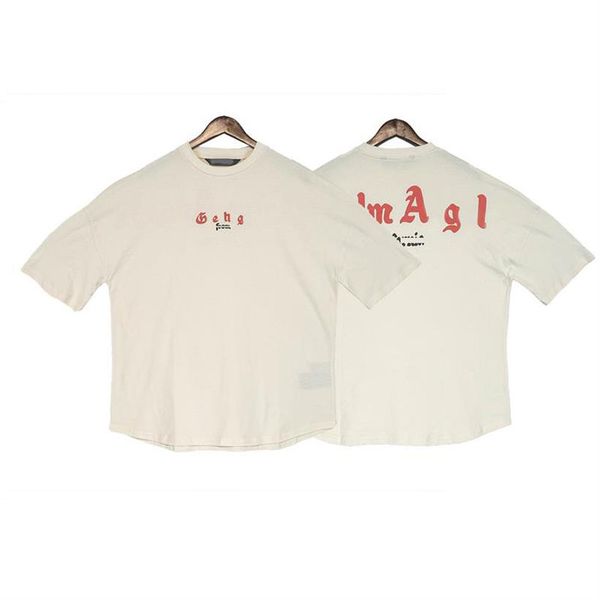 

2023 summer new men's designer short sleeve t-shirt red logo foam print casual loose luxury men's and women's short sleeve t, White;black