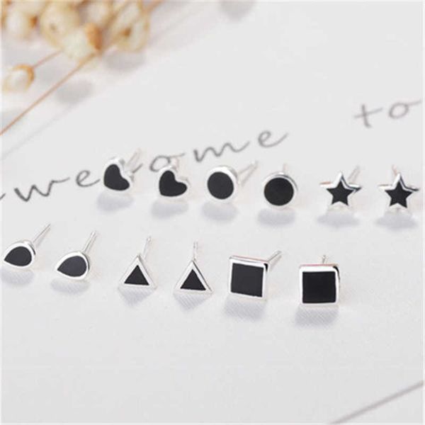 

dangle chandelier needle geometric earrings feminine temperament korean personality love earrings male simple versatile mini earrings g23031, Silver