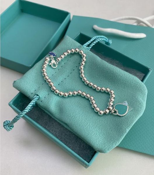 

tiff original tiffny valentines gift new 925 sterling silver fashion classic diy love necklace bracelet set multicolor optional woman jewelr, Black