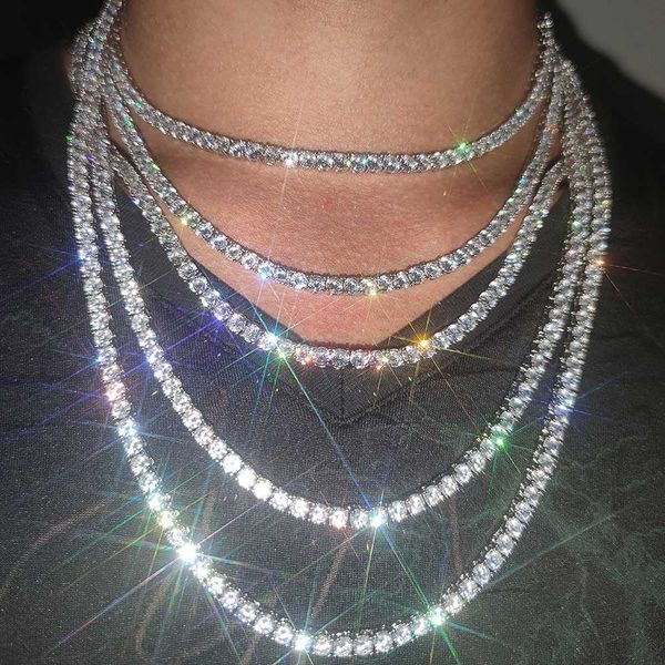 

dropshipping jewelry full diamond necklace 925 sterling silver moissanite tennis chain