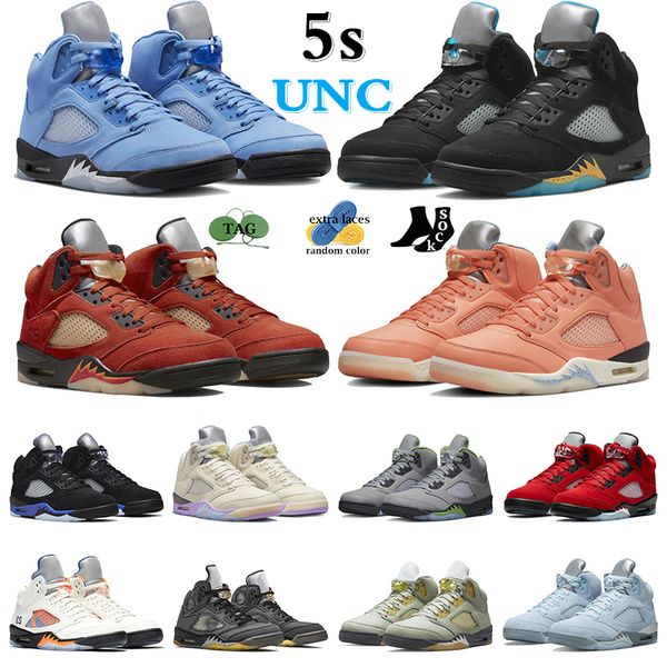 

unc 5s men basketball shoes 5 aqua blue bird mars for her crimson bliss easter fire red racer blue sail trainers sports sneakes, Black