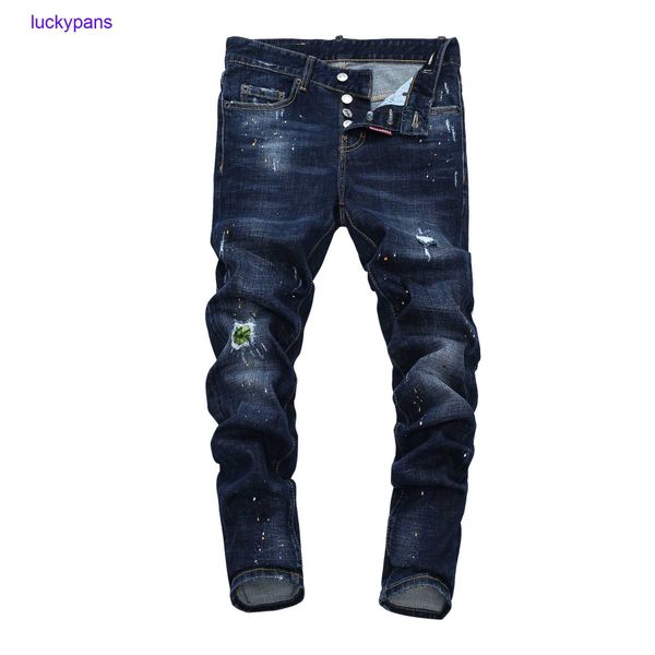 

original edition 8a d2 jeans for sale 2023 fashion wash low waist and small feet quality nightclub hole dsq men's new pants, Blue