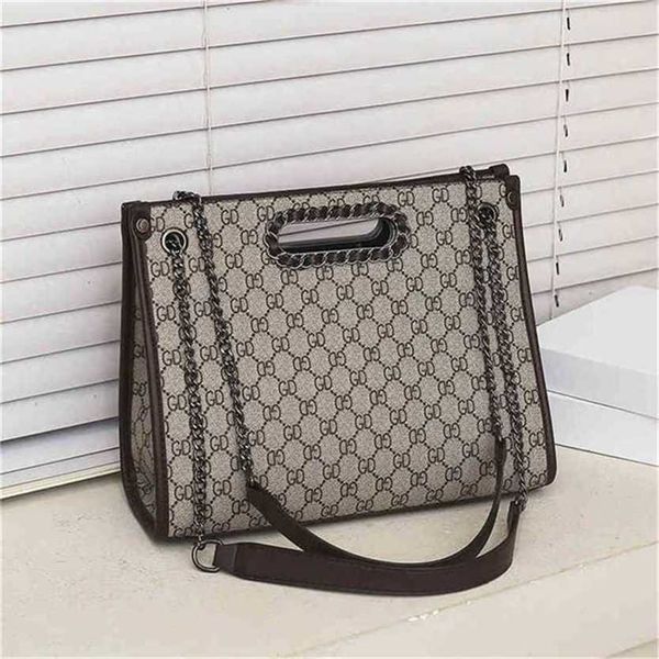 

handbag 2023 fashion women's bag leather quality handbag capacity simple letter printed chain shoulder messenger bag