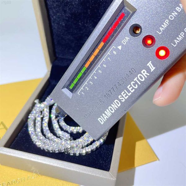 

3mm hip hop 18k gold plating iced diamond necklace bling moissanite diamond tennis chain necklace wholesale price, Silver