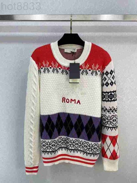 

women's sweaters designer 2023 new spring autumn milan runway o neck long sleeve high end jacquard pullover xbic, White;black
