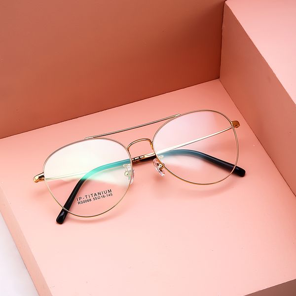 

pure titanium glasses flying style sunglasses prescription mirror men and women's large frame big face thin frame show thin glasses fas, Silver