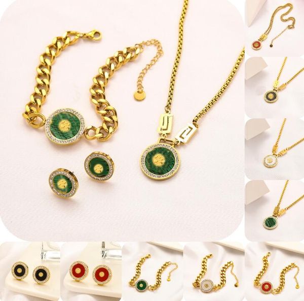 

2023 fashion banshee necklace bracelet enamel medusa portrait pendants stud earring sets titanium steel ladies designer jewelry gifts ms21 -, Black