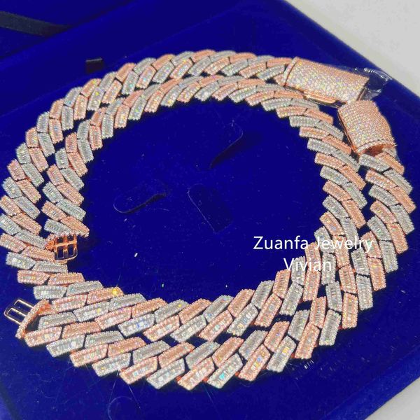 

pass diamond tester vvs moissanite hip hop necklace silver 925 iced out bling diamond cuban link necklace