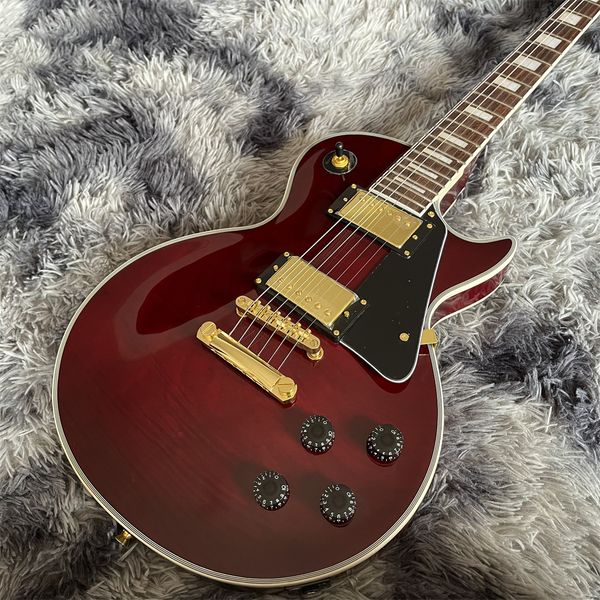 

dark red electric guitar new arrival custom guitarra eletrica rosewood fingerboard , gold color hardware , chitarra elettrica