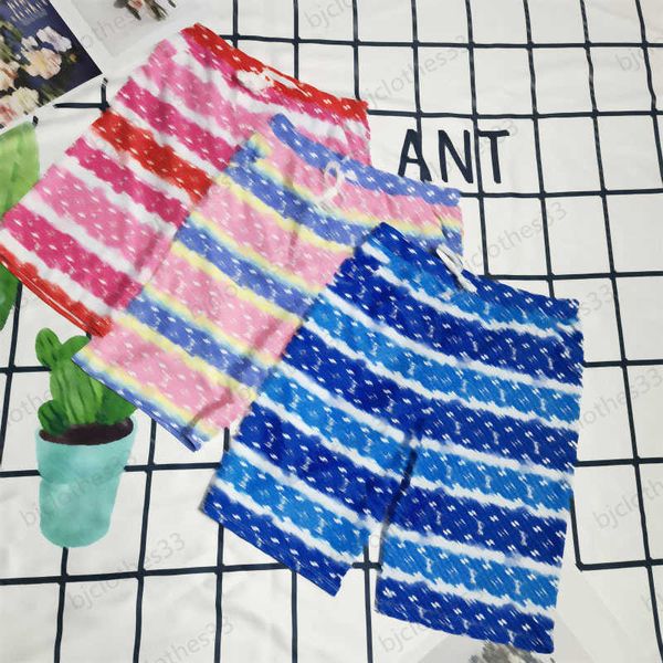 

summer swimwear elastic waist drawstring design casual joker shorts colorful stripe print loose version fashion beach swim shorts designer