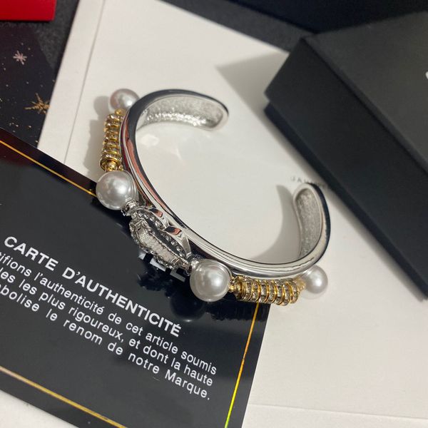 

never fade bangle cuff bracelet stamp women luxury designer letter bracelet crystal original 925 silver plated copper wedding lovers gift, Black