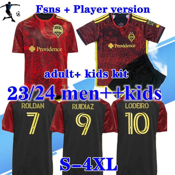

s-4xl fans player version 2023 2024 seattle sounders soccer fc jerseys #7 roldan paulo lodeiro ruidiaz uniform mens #13 morris rusnak monter, Black;yellow