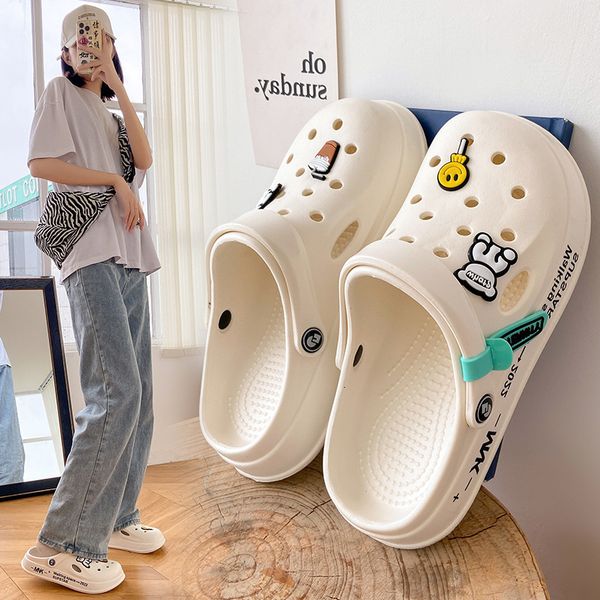 

slippers women sandals hole shoes girl beach eva light home outdoor summer wading sneaker non-slip 230314, Black